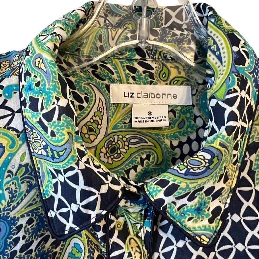 LIZ Claiborne Woman's Size Small Paisley Sheer Long Sleeve Blouse - Picture 5 of 5